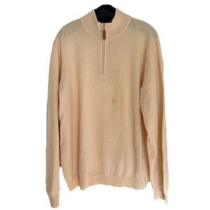 Lorenzo Uomo Collezione 2XL Cashmere Merino Wool Sweater 1/4 Zip Pale Yellow